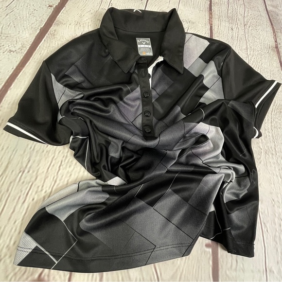 CALLAWAY Black and Gray Golf Opti Dri Polo Shirt, Size M - Picture 7 of 12